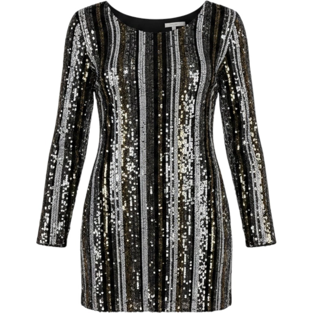 Charlotte Russe Sequin Party Dress Silver Gold Black Glam‎ Y2K Holiday XL